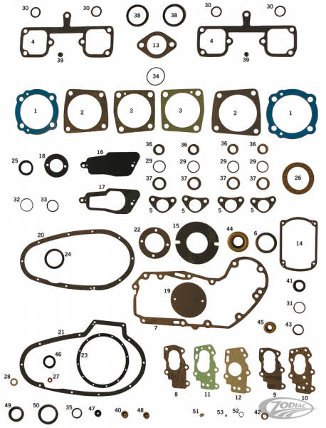 GASKETS, O-RINGS & SEALS FOR K, KH, XR & IRONHEAD SPORTSTER